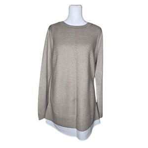 Hilary Radley Ribbed Long Sleeve Twofer Sweater Size MED Layered Accent hem